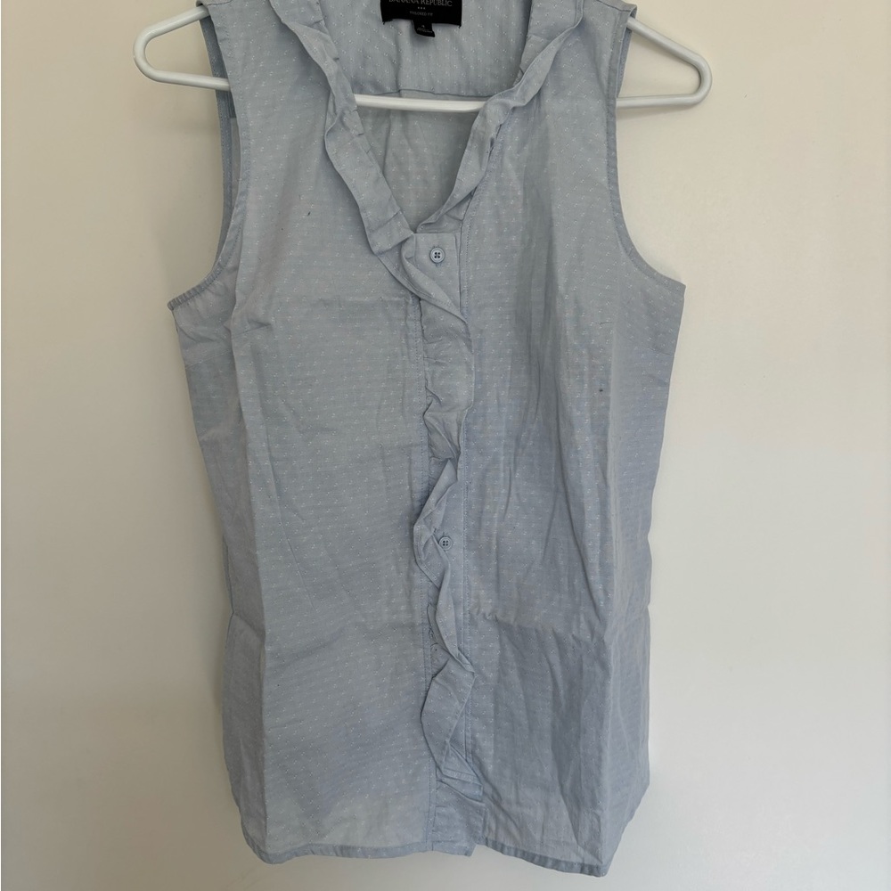 Banana Republic Silver Sleeveless Ruffled Tank Top